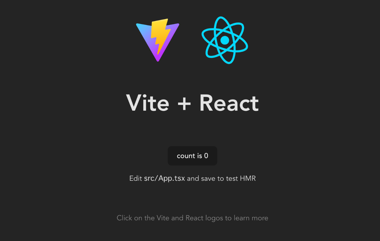 Vite で生成した React × TypeScript のスタートページ
